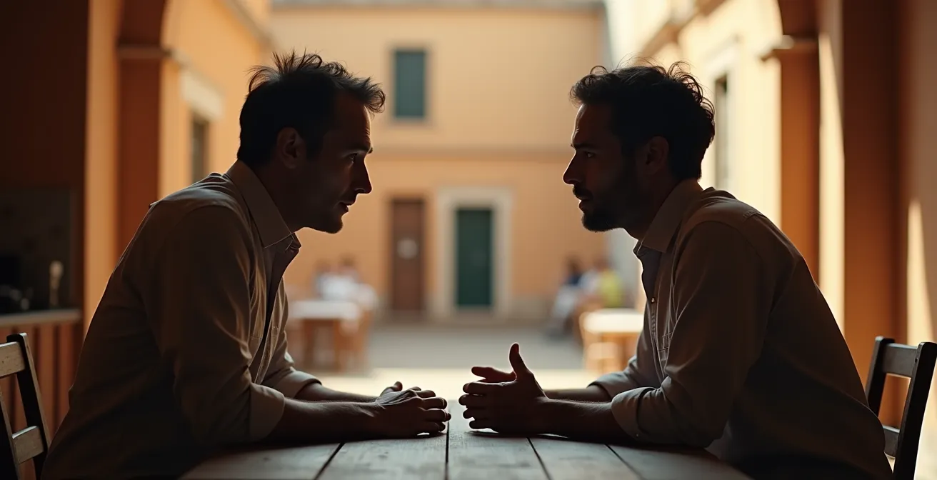 Una persona china in atteggiamento di ascolto profondo, con il contatto visivo rivolto verso l'interlocutore, gesti di apertura corporea