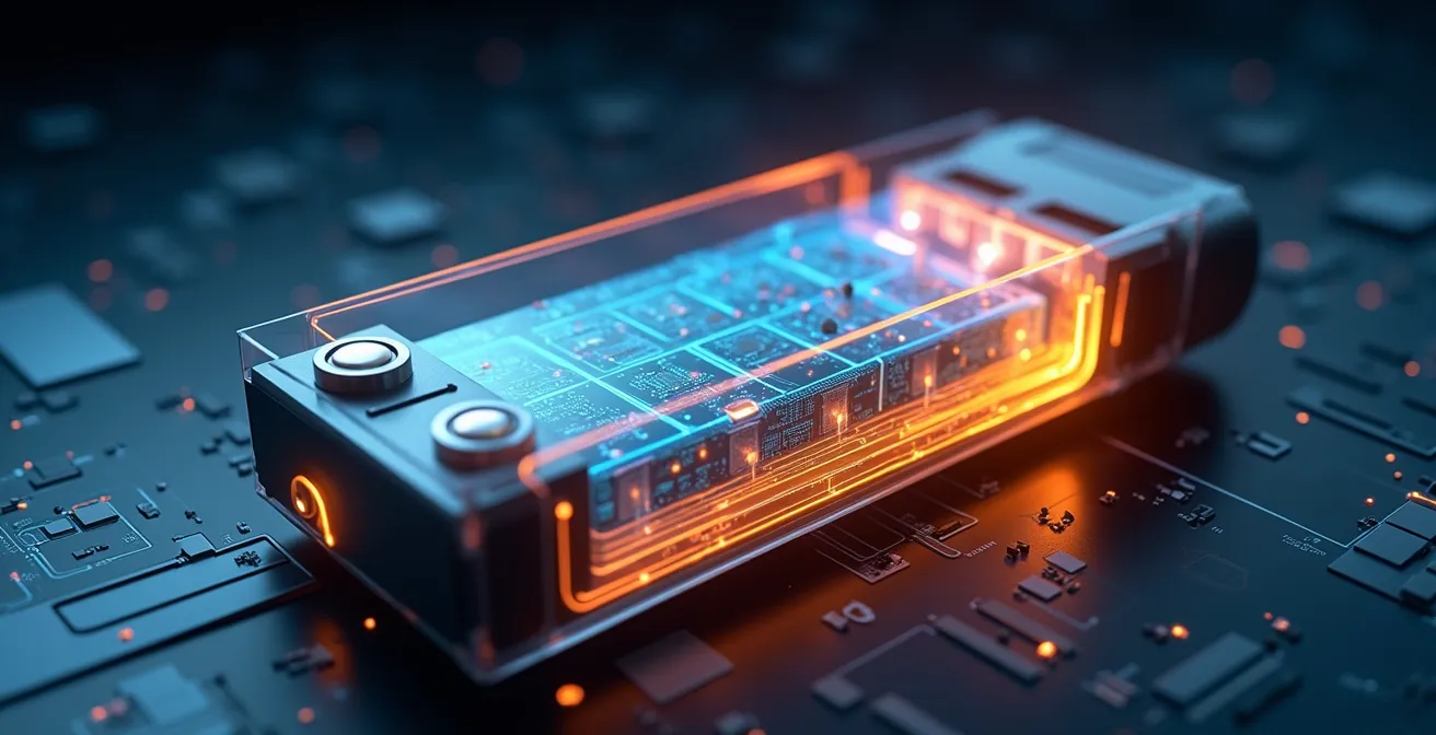 Rappresentazione visiva della curva di ricarica di una batteria per veicoli elettrici che mostra il picco di potenza e il declino progressivo