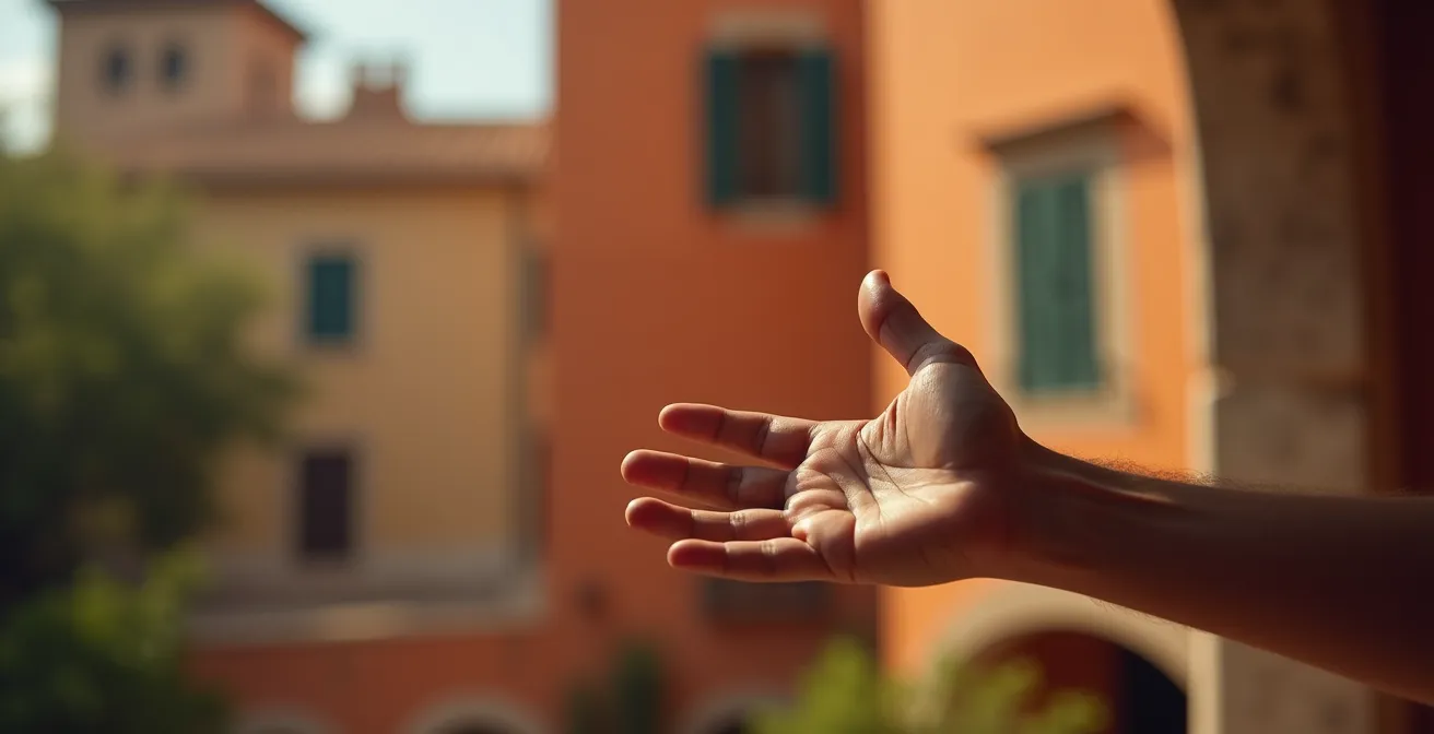 Un gesto espressivo della mano che comunica senza parole, emblema della comunicazione non verbale italiana