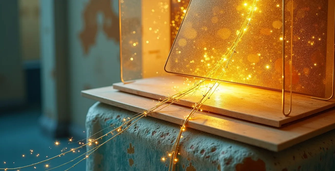 Concetto visivo astratto che rappresenta i segreti nascosti della pittura italiana