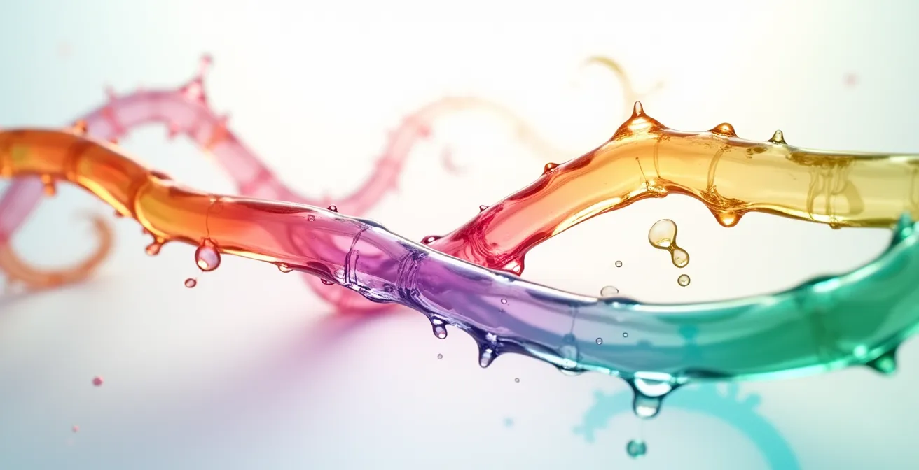 Vista astratta dell'asse intestino-cervello con forme organiche interconnesse