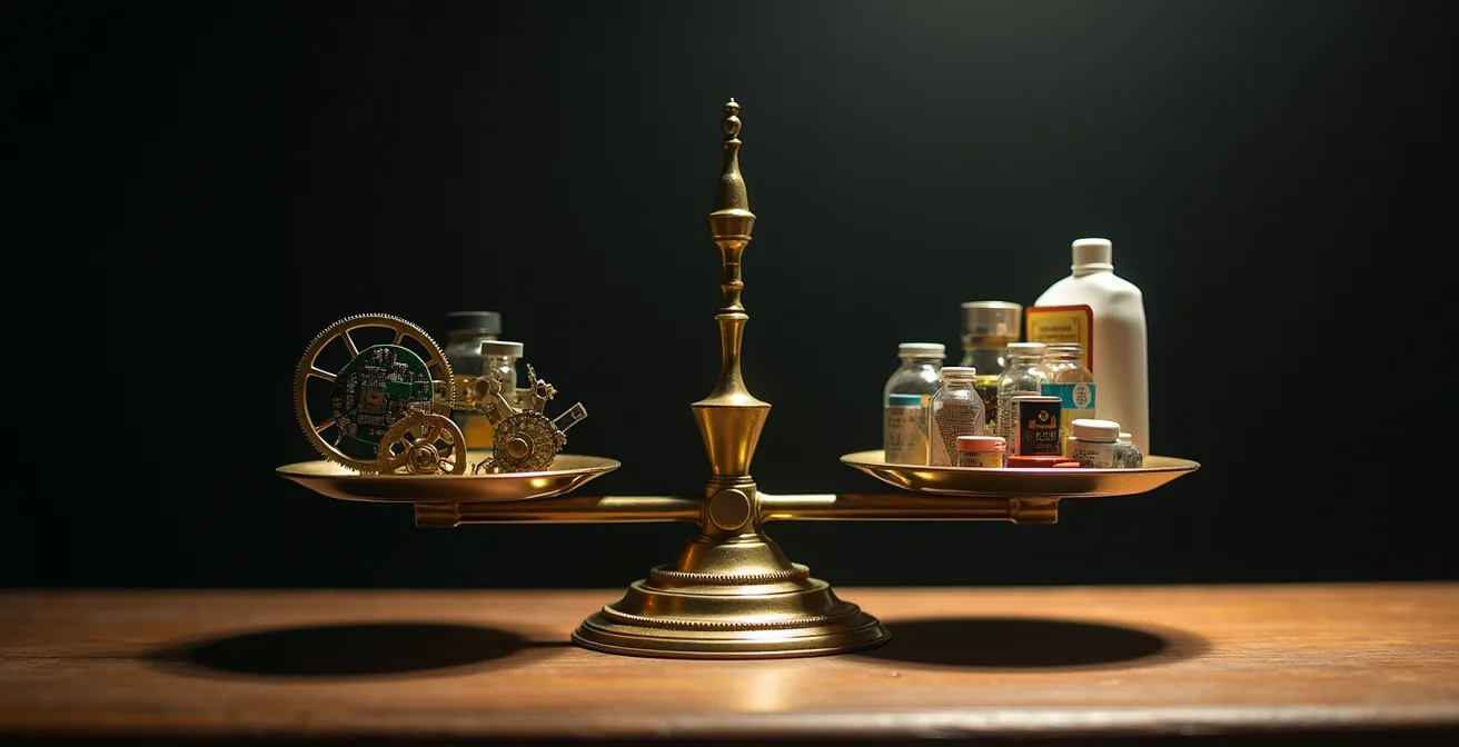 Rappresentazione simbolica dell'equilibrio tra technology push e market pull nell'innovazione