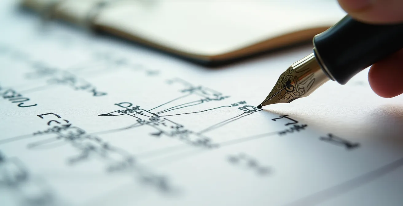 Vista macro di un Business Model Canvas personalizzato con elementi del Made in Italy