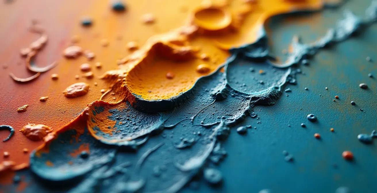 Dettaglio ravvicinato della texture e delle pennellate di un dipinto rinascimentale italiano