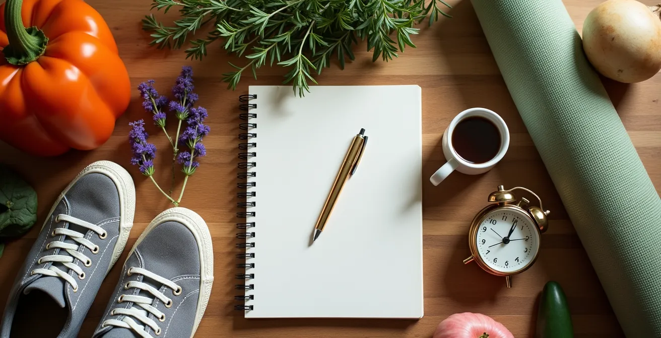 Composizione minimalista di elementi per la gestione dello stress quotidiano