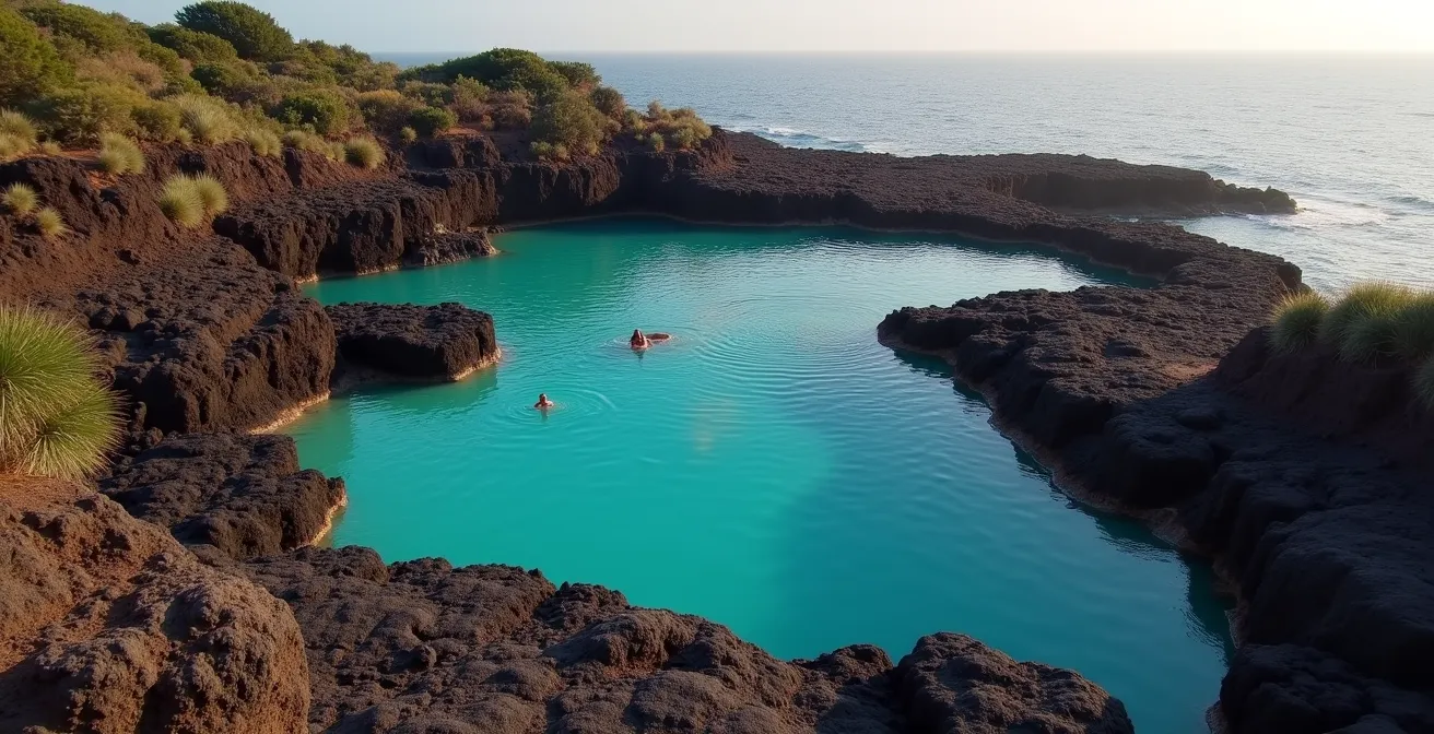 Vista aerea di Pantelleria con le sue piscine termali naturali e il mare cristallino