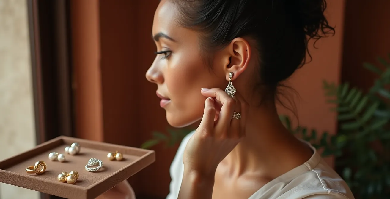 Diverse forme di orecchini abbinate a differenti tipologie di viso femminile